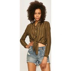 Tommy Jeans - Koszula. Zielone bluzki damskie Tommy Jeans, s, bez wzorów, z poliesteru, klasyczne, z klasycznym kołnierzykiem, z długim rękawem. W wyprzedaży za 279,90 zł.