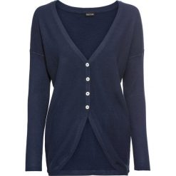 Sweter rozpinany bonprix ciemnoniebieski. Niebieskie swetry damskie bonprix, bez wzorów, bez rękawów, bez kaptura. Za 44,99 zł.