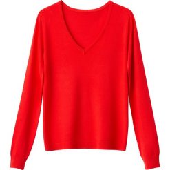 Kardigany damskie: Sweter z dekoltem w serek, z cienkiej dzianiny