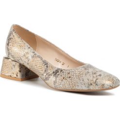 Półbuty SAGAN - 4074 Złoty Wąż. Żółte półbuty damskie Sagan, bez wzorów, ze skóry, eleganckie, bez obcasa, na obcasie, bez zapięcia. Za 279,00 zł.