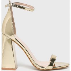 Public Desire - Szpilki TESS. Żółte sandały damskie marki Public Desire, z materiału, na obcasie, na klamry. Za 129,90 zł.