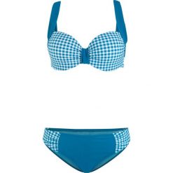 Bikini na fiszbinach (2 części) bonprix niebieskozielono-biały. Niebieskie stroje kąpielowe damskie bonprix, bez wzorów. Za 69,99 zł.
