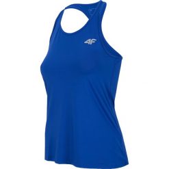 Top treningowy damski TSDF305 - kobalt. Niebieskie topy damskie 4f, bez wzorów, z dzianiny, z dekoltem na plecach. Za 49,99 zł.