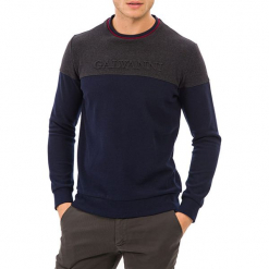 Sweter w kolorze niebiesko-szarym. Niebieskie swetry klasyczne męskie GALVANNI, m, z okrągłym kołnierzem. W wyprzedaży za 139,95 zł.