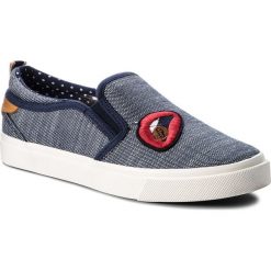 Tenisówki WRANGLER - Icon Slip On Patch WL181500 Navy 16. Niebieskie półbuty damskie marki Wrangler, bez wzorów, ze skóry, bez zapięcia. W wyprzedaży za 159,00 zł.