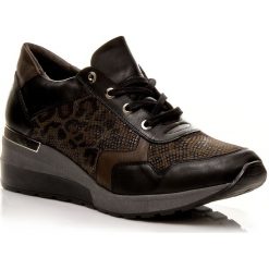 POLSKIE PÓŁBUTY SNEAKERSY NOWY WZÓR PANTERKA N205 SKÓRA CZARNE. Czarne półbuty damskie CALZADO, bez wzorów, ze skóry, bez obcasa, bez zapięcia. W wyprzedaży za 279,99 zł.
