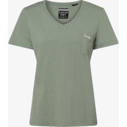 Superdry - T-shirt damski, zielony. Zielone t-shirty damskie Superdry, xl, z haftami, z dekoltem w serek. Za 89,95 zł.
