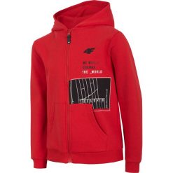 Bluza chłopięca (122-164) JBLM209 - czerwony. Czerwone bluzy chłopięce 4F JUNIOR, bez wzorów, z bawełny, bez rękawów, z kapturem. Za 79,99 zł.