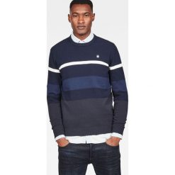 G-Star Raw - Sweter. Niebieskie swetry męskie G-Star RAW, s, bez wzorów, z elastanu, retro, z okrągłym kołnierzem, bez kaptura. W wyprzedaży za 239,90 zł.