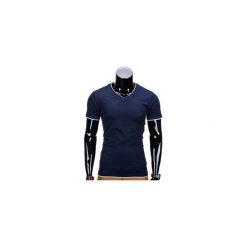 T-shirty męskie: T-SHIRT MĘSKI BEZ NADRUKU S678 – GRANATOWA