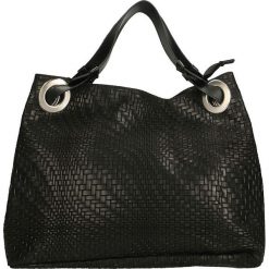 Torebki klasyczne damskie: Skórzana torebka w kolorze czarnym – 38 x 28 x 10 cm