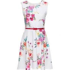 Sukienka z dżerseju bonprix biel wełny w kwiaty. Sukienki damskie bonprix. Za 129,99 zł.