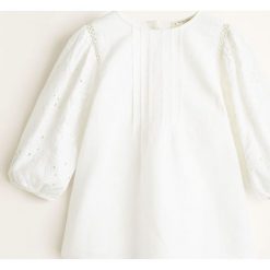 Mango Kids - Sukienka dziecięca Enriketa 80-104 cm. Białe sukienki dziewczęce marki Mango Kids, z aplikacjami, z bawełny, casualowe, z długim rękawem, długie, mini, proste. Za 119,90 zł.