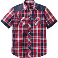 Koszula z krótkim rękawem Regular Fit bonprix czerwony w kratę. Czerwone koszule męskie bonprix, s, bez wzorów, bez kołnierzyka, z krótkim rękawem. Za 74,99 zł.