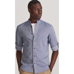 Koszula ze stójką slim fit - Granatowy. Niebieskie koszule męskie Reserved, m, bez wzorów, ze stójką, bez rękawów. Za 99,99 zł.