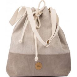 Torebka worek "BUCKET BAG", kolor taupe z plecionką. Szare torebki worki damskie me&BAGS, w paski, na ramię, duże, bez dodatków. Za 219,00 zł.