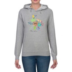 Bluza damska. Kwiaty i ptaki. Szare bluzy rozpinane damskie Pakamera, w kwiaty, z kapturem. Za 119,00 zł.