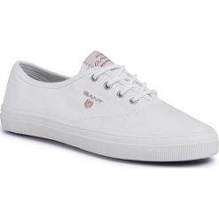 Tenisówki GANT - Preptown 20538444 Bright White G290. Białe półbuty damskie GANT, bez wzorów, z gumy, bez zapięcia. Za 249,00 zł.