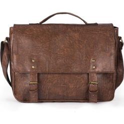 TORBA MĘSKA NA RAMIĘ SOLIER BRĄZ. Pomarańczowe aktówki męskie Solier, w paski, z jeansu, vintage. Za 159,00 zł.