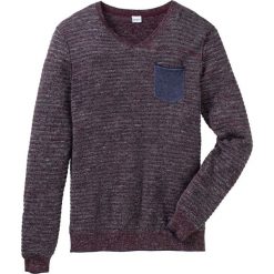Sweter z dekoltem w serek Regular Fit bonprix bordowy melanż. Czerwone swetry męskie bonprix, s, bez wzorów, z materiału, z dekoltem w serek, bez kaptura. Za 37,99 zł.
