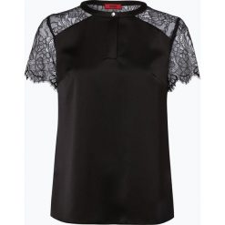 HUGO - Bluzka damska – Cedla-1, czarny. Czarne bluzki damskie HUGO, w koronkowe wzory, z satyny, eleganckie, bez kołnierzyka, bez rękawów. Za 399,95 zł.