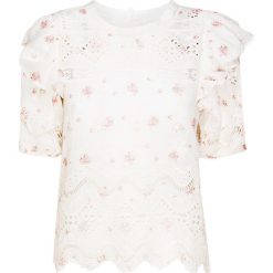 Top LOVESHACKFANCY TILDA. Brązowe bluzki dziewczęce LoveShackFancy, w koronkowe wzory, z bawełny, z falbankami, z krótkim rękawem, krótkie, bez kaptura. Za 1470,00 zł.