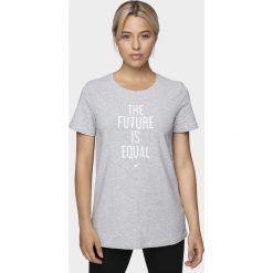 T-shirt damski TSD007 - chłodny jasny szary melanż. Szare t-shirty damskie m, bez wzorów, bez kołnierzyka. W wyprzedaży za 39,99 zł.