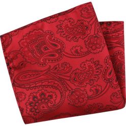 Czerwono-Czarna Elegancka Męska Poszetka -ALTIES- Wzór Paisley, Łezki POSZALTTANIA0406. Czerwone poszetki męskie Alties, bez wzorów, z materiału, eleganckie. Za 16,90 zł.
