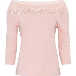 Shirt z koronką bonprix stary jasnoróżowy. Różowe t-shirty damskie bonprix, w koronkowe wzory, z elastanu, retro, bez kołnierzyka. Za 49,99 zł.