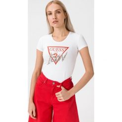 Guess Icon Koszulka Biały. Białe koszulki damskie Guess, m, z nadrukiem, z elastanu, bez kołnierzyka, z krótkim rękawem. Za 175,95 zł.