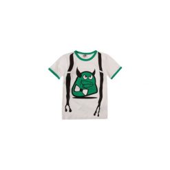 Odzież chłopięca: t-shirt krótki rękaw chłopięcy z printem, z lamówkami
