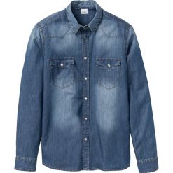 Koszula dżinsowa Slim Fit bonprix jasnoniebieski "used". Niebieskie koszule męskie bonprix, xl, bez wzorów, bez kołnierzyka, bez rękawów. Za 59,99 zł.