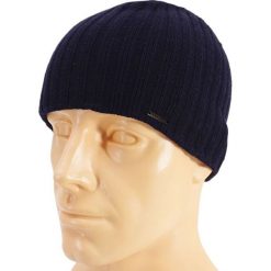 Jesienno-Zimowa Męska Czapka w Paski, Prążki, Granatowa - Pako Jeans CPAPJNSZ42granat. Niebieskie czapki męskie na zimę, w paski, z jeansu, klasyczne. Za 19,00 zł.