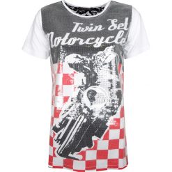 Twin-Set T-shirt "Sequins". Bluzki damskie Twin Set, z nadrukiem, z bawełny, z okrągłym kołnierzem. Za 199,00 zł.