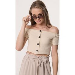 Jasnobeżowy Top Conciliate. Brązowe bluzki damskie Born2be, xl, bez wzorów, bez kołnierzyka, bez rękawów. Za 49,99 zł.