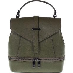 Plecaki damskie: Skórzany plecak „Stacy” w kolorze khaki – 20 x 22 x 13 cm
