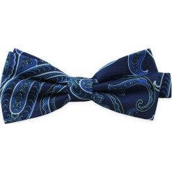 Granatowa Mucha bez Poszetki -CHATTIER- Męska, Wzór Paisley, Orientalny MUCH0501. Niebieskie muszki męskie Chattier, w paski, eleganckie. Za 44,00 zł.
