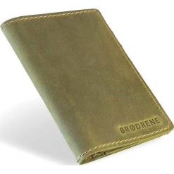 Skórzany cienki portfel slim wallet BRODRENE SW05 zielony - zielony. Zielone portfele męskie Brødrene, bez wzorów, ze skóry. Za 83,99 zł.