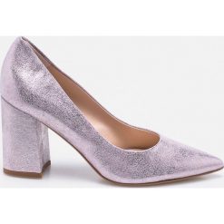 Solo Femme - Czółenka. Szare buty ślubne damskie marki Solo Femme, ze skóry, na obcasie. W wyprzedaży za 259,90 zł.