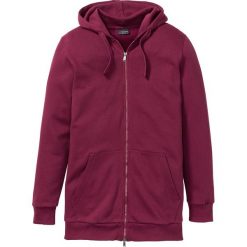 Długa bluza rozpinana Slim Fit bonprix bordowy. Fioletowe bluzy męskie bonprix, s, bez wzorów, bez kołnierzyka, z długim rękawem, długie, bez kaptura. Za 109,99 zł.