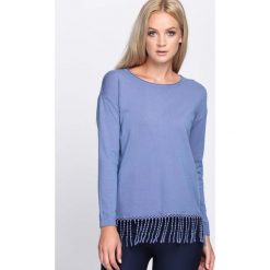 Niebieski Sweter Lock Out. Niebieskie swetry klasyczne damskie marki Born2be, l, z okrągłym kołnierzem. Za 79,99 zł.