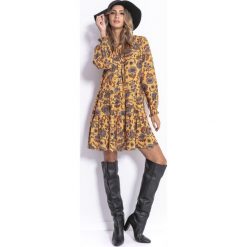 Sukienka z falbankami boho - ceylonflower, m. Sukienki damskie e-margeritka.pl, na co dzień, m, bez wzorów, z poliesteru, boho, z falbankami, z długim rękawem, długie, mini, proste. Za 174,99 zł.