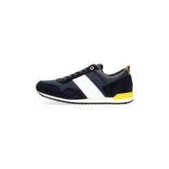 Buty Tommy Hilfiger FM0FM02042 ICONIC MATERIAL MIX. Niebieskie trampki męskie TOMMY HILFIGER, bez wzorów, z materiału, bez zapięcia. Za 310,50 zł.