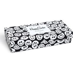 Happy Socks - Skarpetki Black&White Gift Box (4-pak). Białe skarpetki damskie marki Happy Socks, z bawełny. Za 119,90 zł.