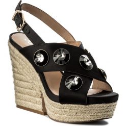 Espadryle LIU JO - Wedge Sandal S18061 T0380 Black 22222. Czarne espadryle damskie Liu Jo, z aplikacjami, ze skóry, bez obcasa, na obcasie. W wyprzedaży za 379,00 zł.