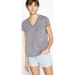 T-shirty damskie: T-shirt z dekoltem V, krótkim rękawem i nadrukiem