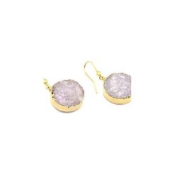Earrings Okrągłe Agat Popielaty Róż złoto. Szare kolczyki damskie marki Brazi druse jewelry, z agatem, złote. Za 220,00 zł.