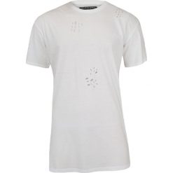 Biały, Przedłużony T-Shirt (Koszulka) z Dziurami 100% BAWEŁNA - Brave Soul, Męski TSBRSSS17BENJIwhite. Białe koszulki męskie Brave Soul, m, bez wzorów, z bawełny, bez kołnierzyka, bez rękawów. W wyprzedaży za 29,00 zł.