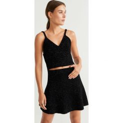 Mango - Top Azabache. Czarne bluzki damskie Mango, m, bez wzorów, z bawełny, bez kołnierzyka. Za 99,90 zł.