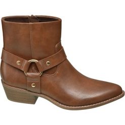 Botki damskie Catwalk koniakowe. Pomarańczowe botki damskie Catwalk, z materiału, bez obcasa, na obcasie, na zamek. Za 119,90 zł.